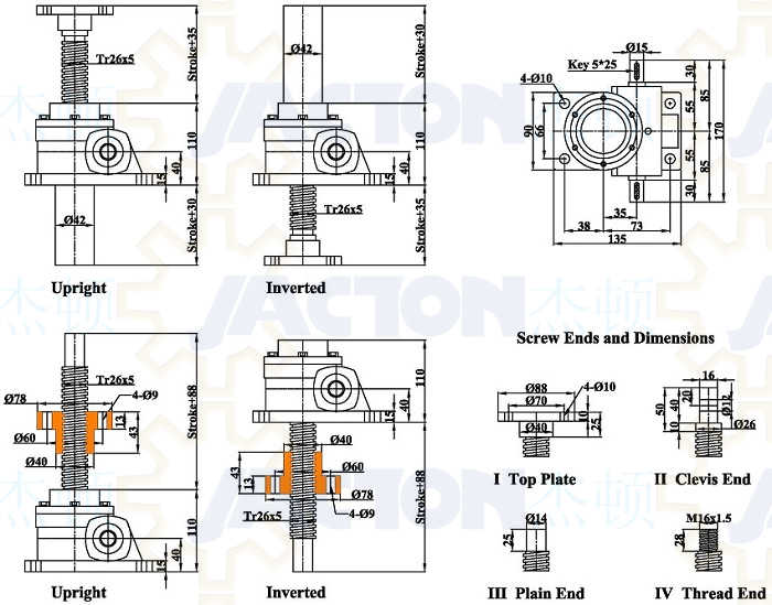 Hk T Screw Jack Wsh T Worm Gear Screw Jacks Hk T Worm Drive Jack