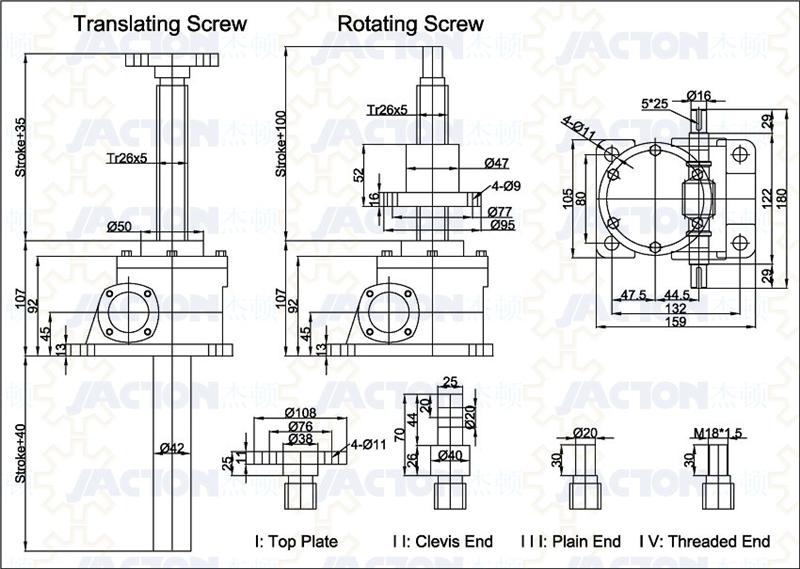 JTM25 Worm Screw Jack,2.5 tons Worm gear jack actuators,25 KN