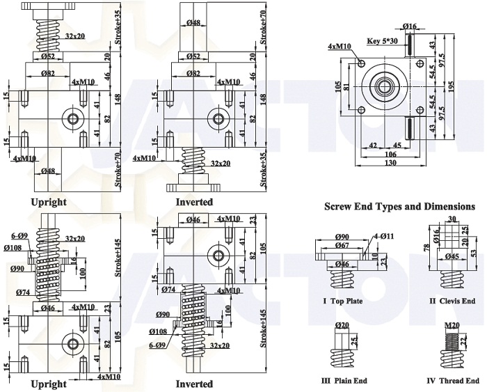 JTD27 Double Lead Ball Screw Jack,20 kn Machine Ball Jack Screws,2 t