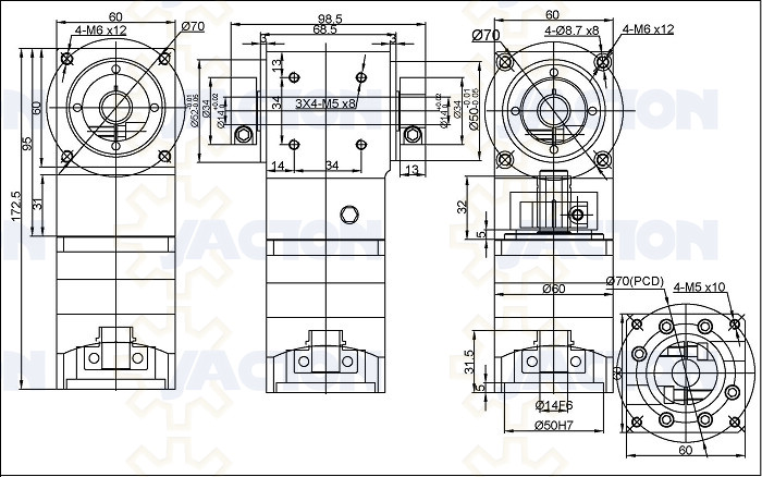 JAC60 Miniature 90 Degree Right Angle Servo Gearbox For Robotics,precision micro  90 deg gear drive,precision reduction gearbox lightweight,high precision  miniature bevel gears Manufacturer,Supplier,Factory - Jacton Industry  Co.,Ltd.