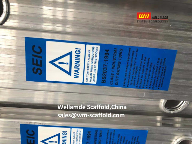 aluminum ladder industrial class 1 heavy duty type single ladder - construction scaffolding access components parts bs2037 standard -www.wm-scaffold.com China